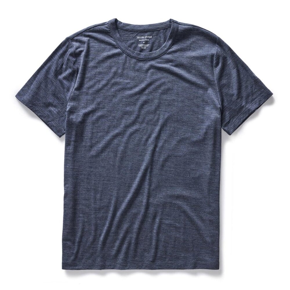 Taylor Stitch Merino Tee Shirt Heather Navy Men's 36 XS Rrp $88